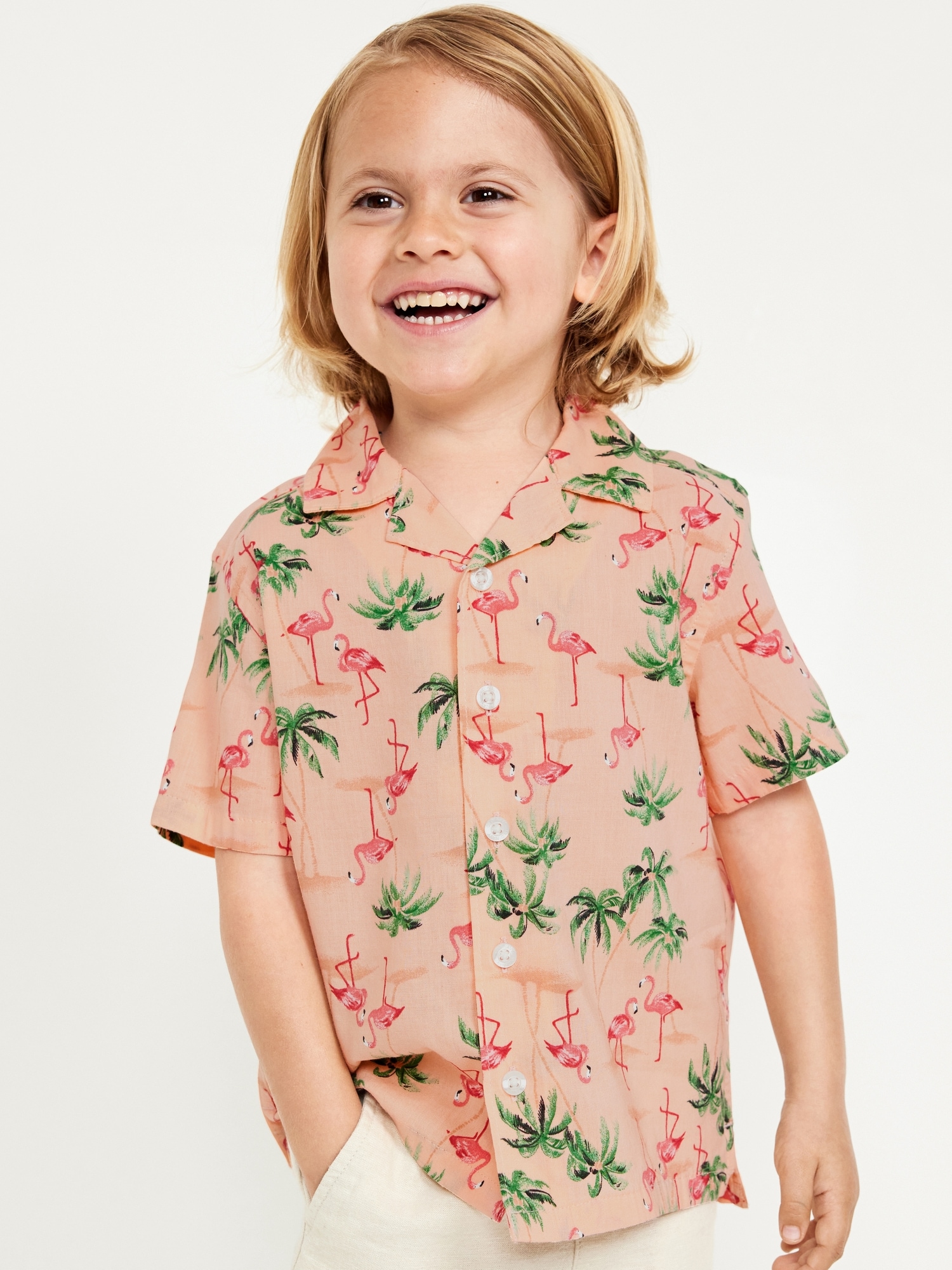 Matching Printed Short-Sleeve Camp Shirt for Toddler Boys Hot Deal