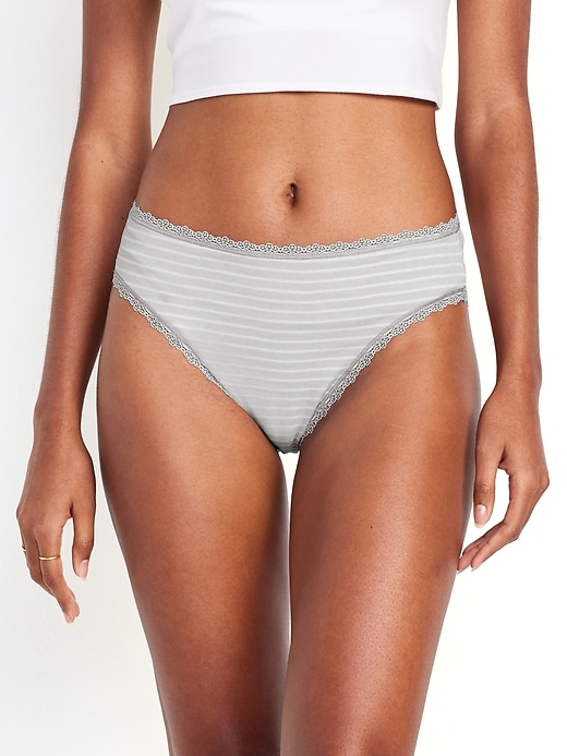View large product image 1 of 8. High-Waisted Lace-Trim Bikini Underwear