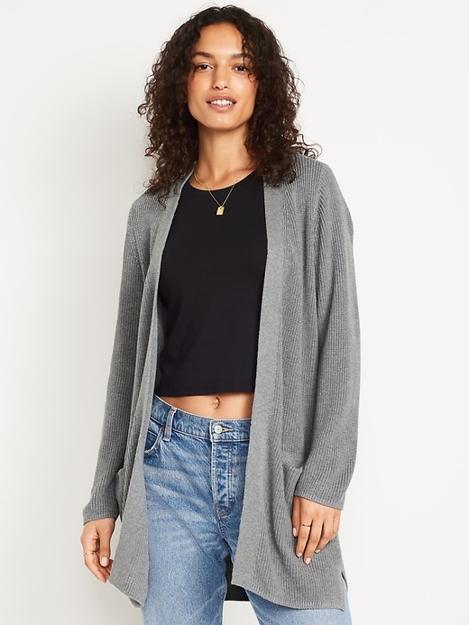 Image number 1 showing, Open-Front Longline Sweater
