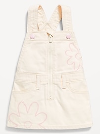 View large product image 3 of 3. Zip-Front Embroidered Skirtall Jean Dress for Baby