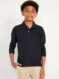 Image number 1 showing, School Uniform Long-Sleeve Polo Shirt for Boys