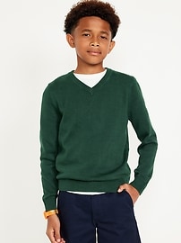Image number 1 showing, School Uniform Solid V-Neck Sweater for Boys