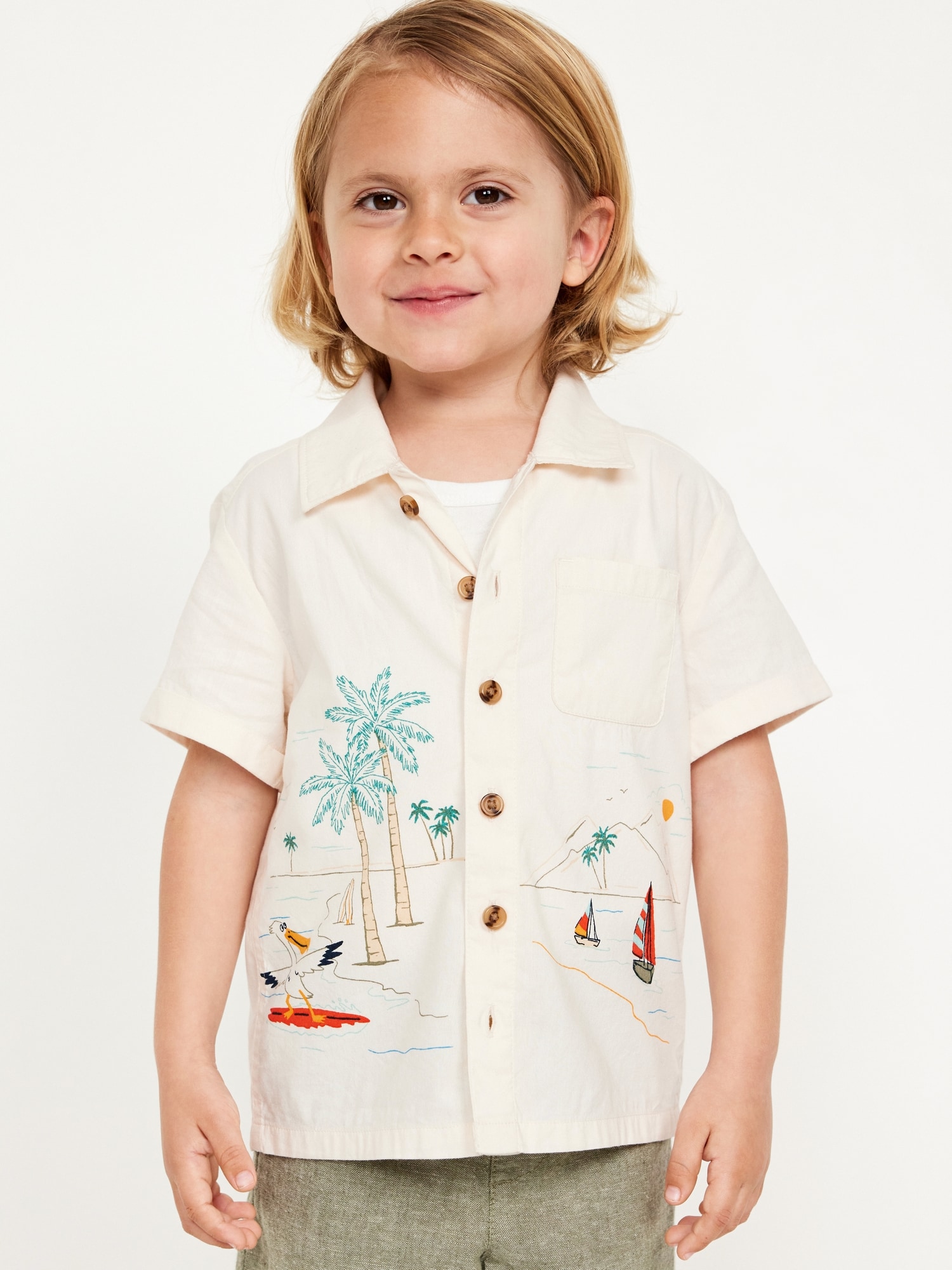 Short-Sleeve Graphic Pocket Shirt for Toddler Boys
