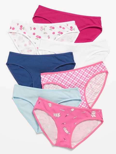 Bikini Underwear 7-Pack for Girls - Pink Floral