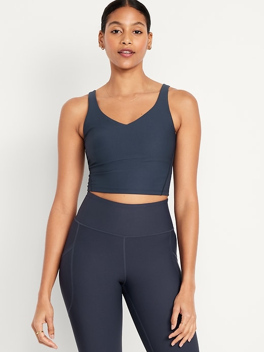 Image number 1 showing, Light Support PowerSoft Ribbed Longline Sports Bra