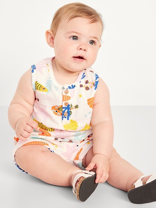 View large product image 1 of 2. Unisex Double-Weave Tank Top and Shorts Set for Baby