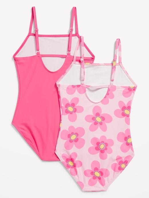 View large product image 2 of 2. Printed Back-Cutout One-Piece Swimsuit 2-Pack for Girls