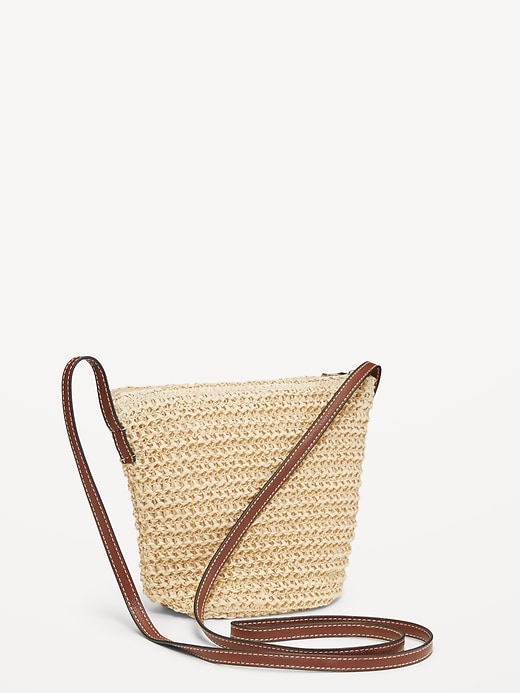 View large product image 1 of 1. Straw Crossbody Bag