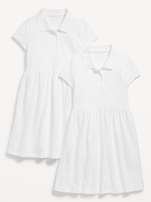 View large product image 1 of 2. School Uniform Fit and Flare Pique Polo Dress 2-Pack for Girls