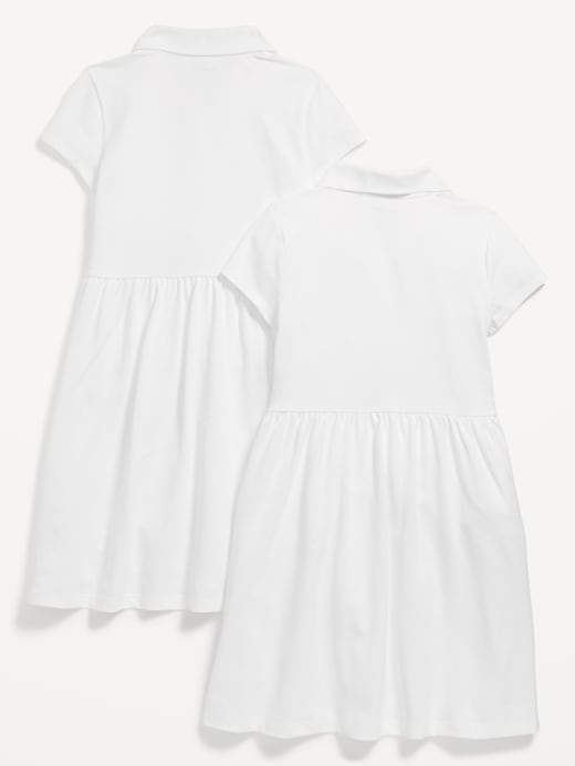 View large product image 2 of 2. School Uniform Fit and Flare Pique Polo Dress 2-Pack for Girls