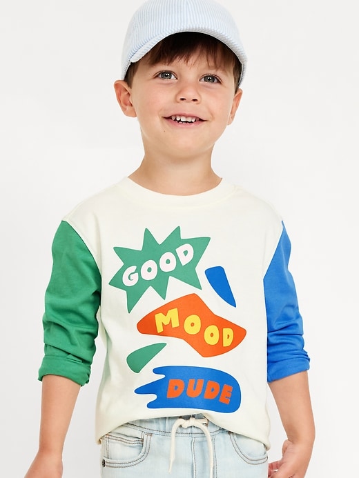 View large product image 1 of 3. Oversized Long-Sleeve Graphic T-Shirt for Toddler Boys