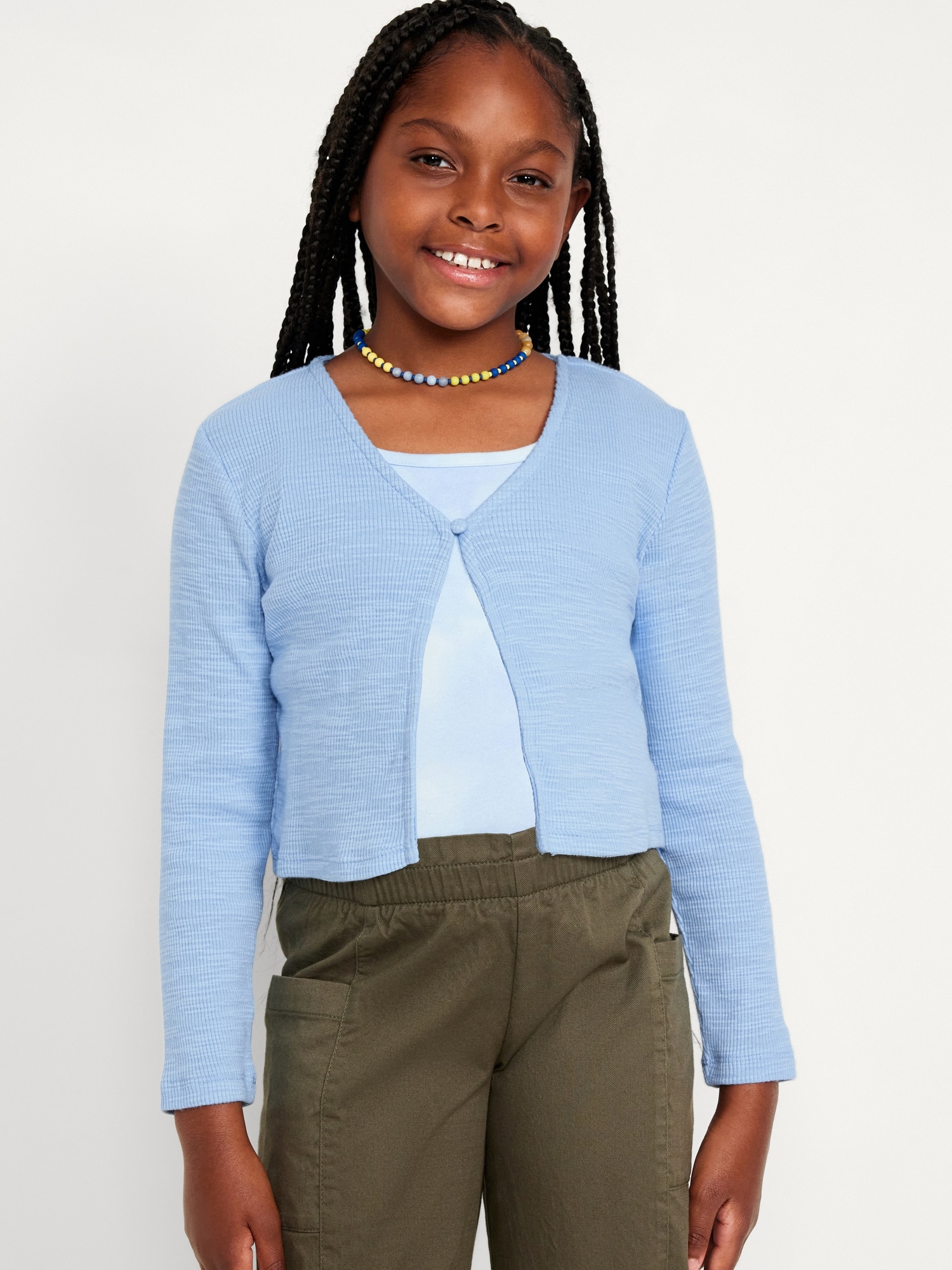 Buttoned Open Front Cardigan for Girls