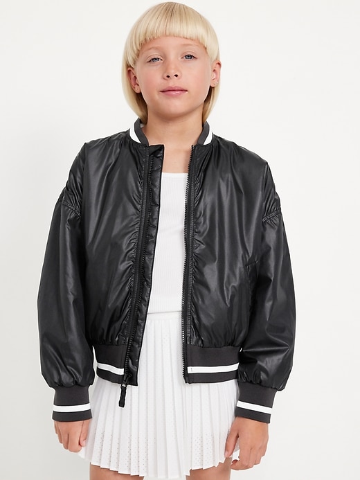 View large product image 1 of 3. Water-Resistant Zip-Front Bomber Jacket for Girls