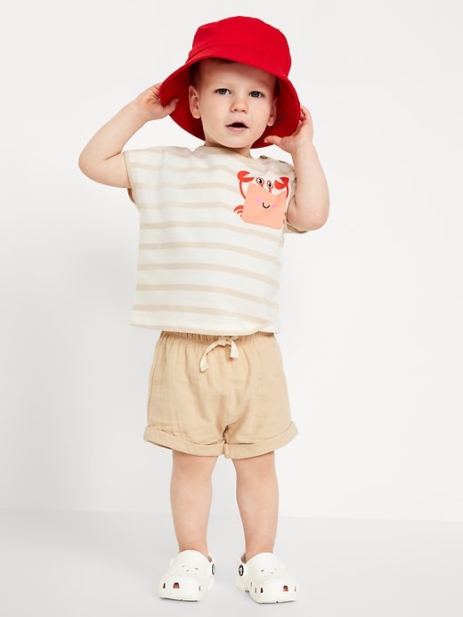 View large product image 1 of 4. Striped Short-Sleeve Pocket Top and Shorts Set for Baby