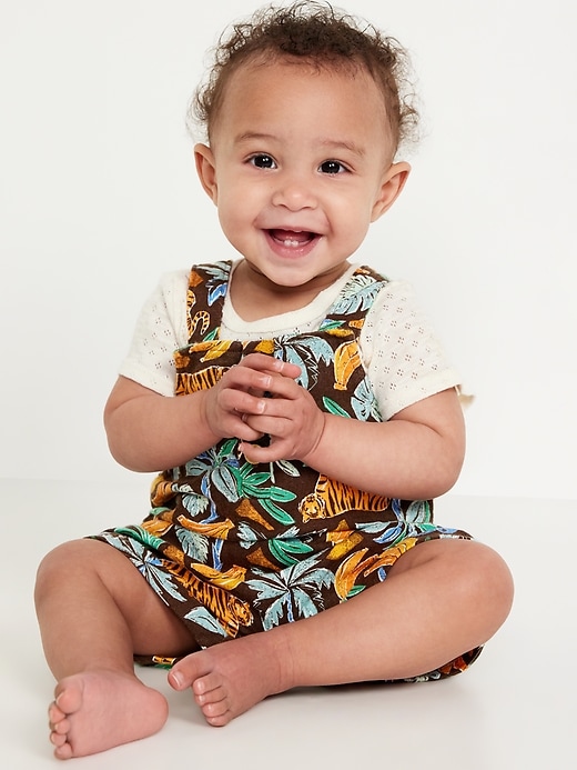 View large product image 1 of 3. Printed Linen-Blend Shortall Romper for Baby