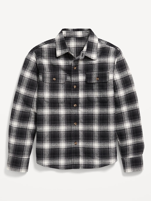 View large product image 2 of 3. Soft-Brushed Flannel Pocket Shirt for Boys