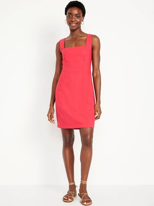 Image number 1 showing, Sleeveless Linen-Blend Mini Dress