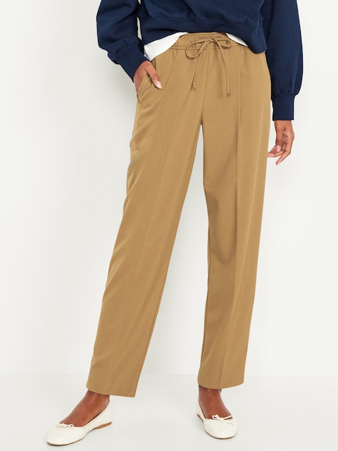 High-Waisted Billie Straight Ankle Trouser - Tan
