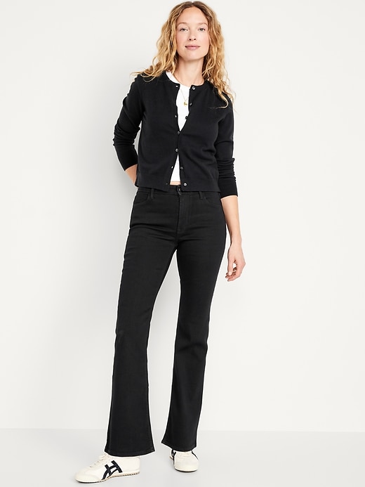 Image number 1 showing, High-Waisted Wow Black Flare Jeans