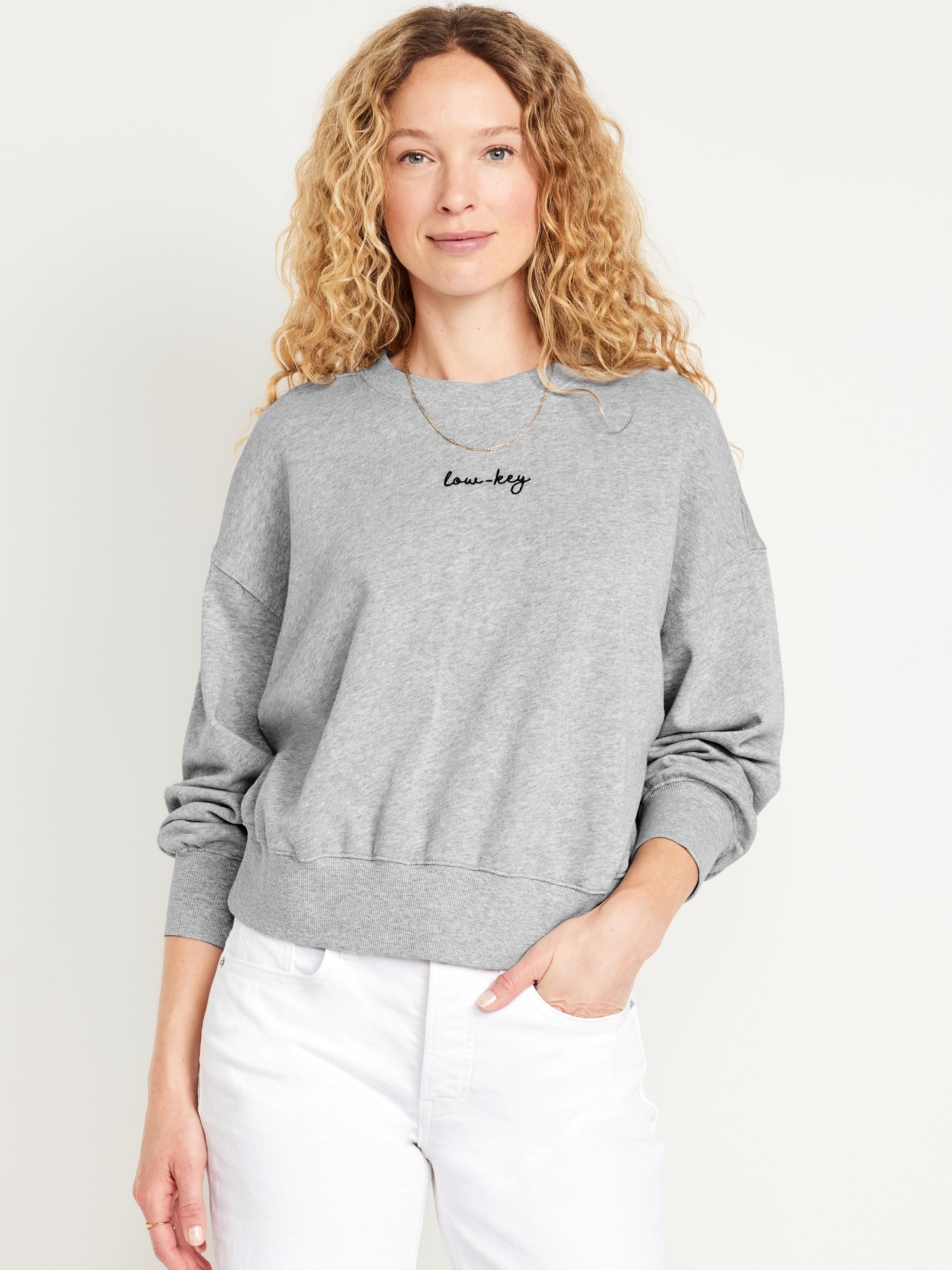Drop-Shoulder Crop Sweatshirt
