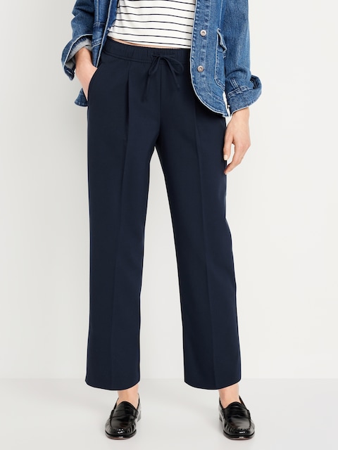 High-Waisted Billie Straight Ankle Trouser - Navy