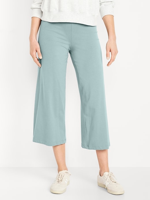 Image number 1 showing, High-Waisted Wide Leg Cropped Leggings