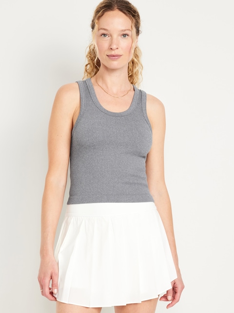 Exhale Seamless Fitted Rib Tank - Heather Gray