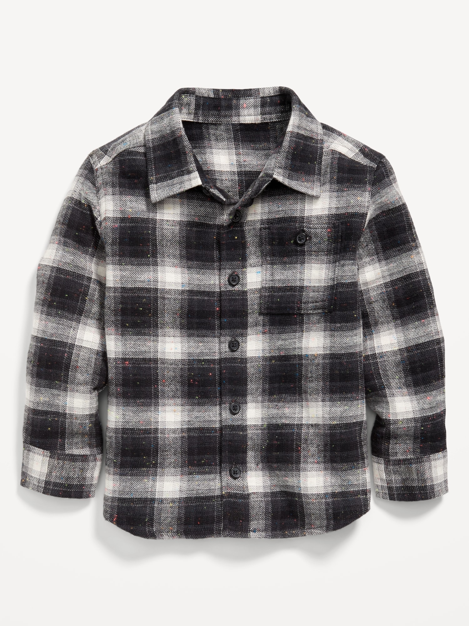 Cozy Long-Sleeve Plaid Pocket Shirt for Toddler Boys