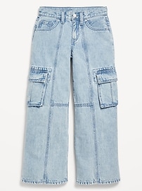 View large product image 4 of 5. High-Waisted Super Baggy Wide-Leg Cargo Jeans for Girls