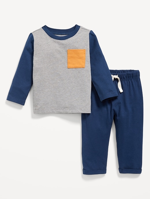 View large product image 1 of 3. Long-Sleeve Pocket T-Shirt and Pants Set for Baby