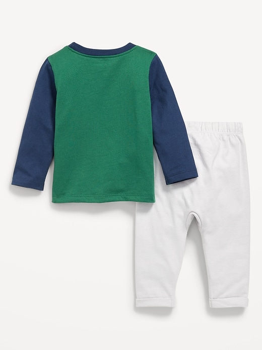 View large product image 2 of 2. Long-Sleeve Pocket T-Shirt and Pants Set for Baby