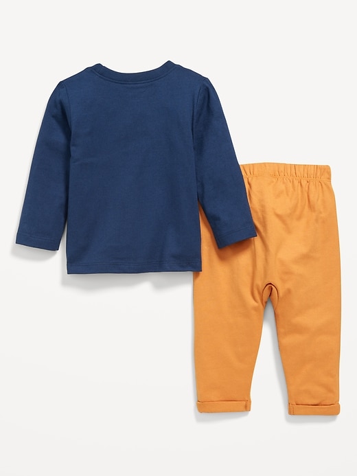 View large product image 2 of 2. Long-Sleeve Jersey-Knit T-Shirt and Pants Set for Baby