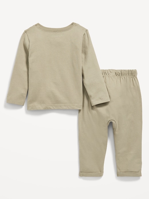 View large product image 2 of 2. Long-Sleeve Jersey-Knit T-Shirt and Pants Set for Baby