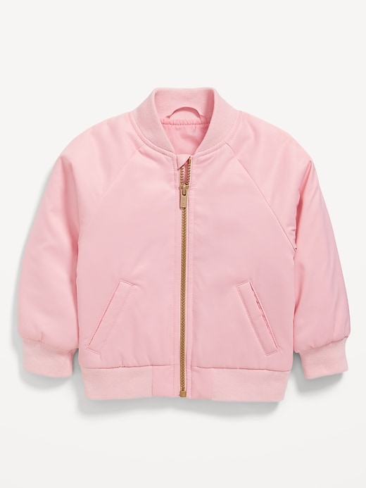 View large product image 1 of 2. Zip-Front Satin Bomber Jacket for Toddler Girls