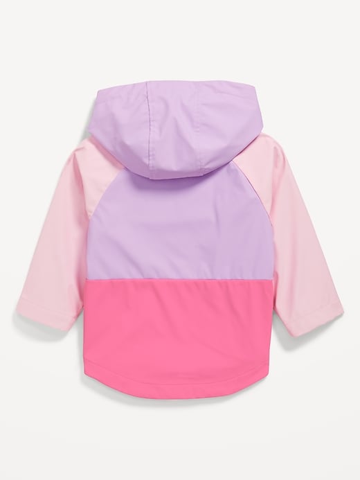 View large product image 2 of 2. Water-Resistant Color-Block Hooded Jacket for Toddler Girls