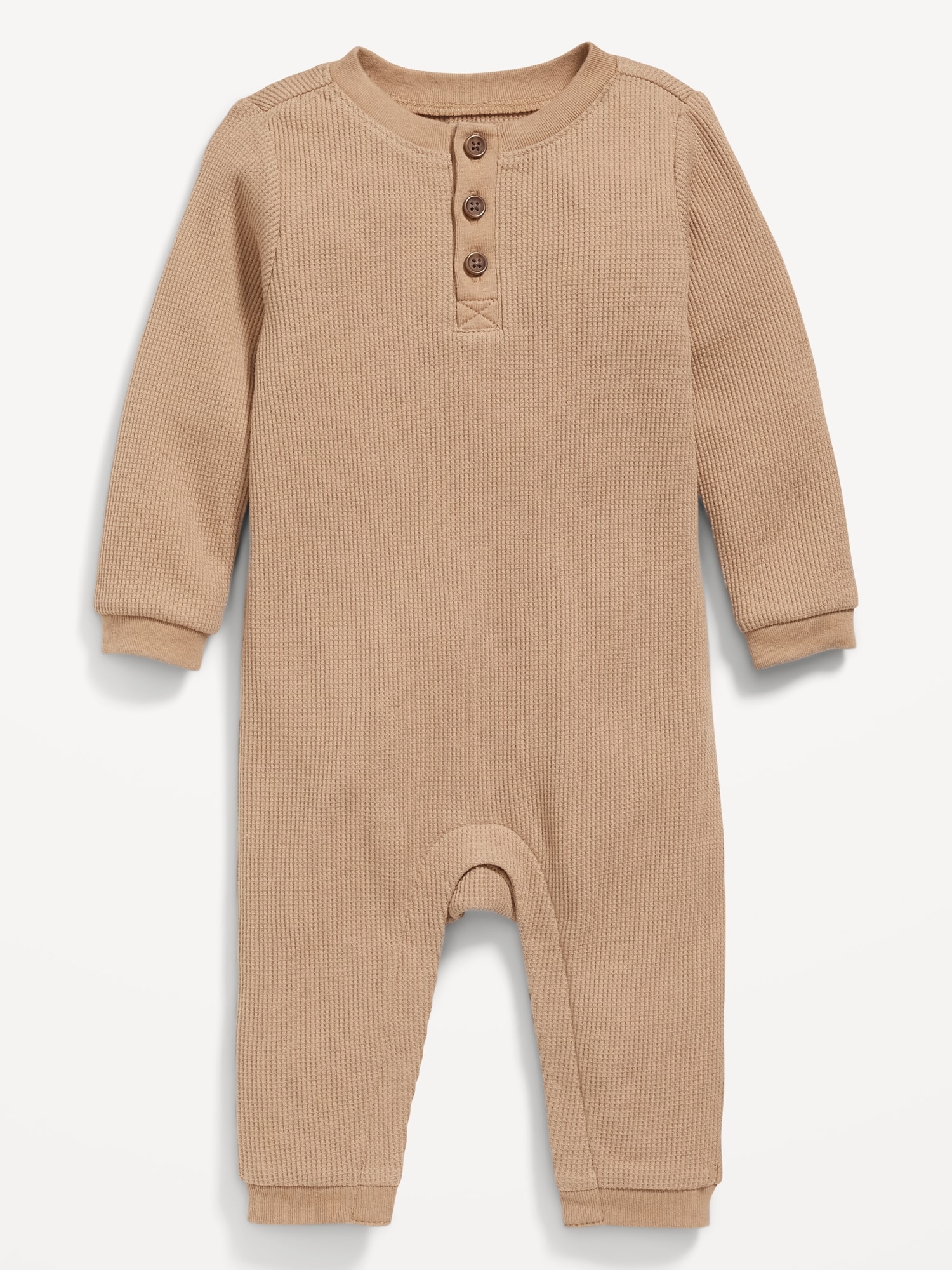 Long-Sleeve Thermal-Knit Henley One-Piece for Baby