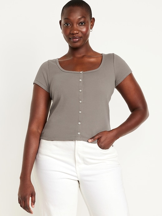Image number 5 showing, Rib-Knit Button-Down Top