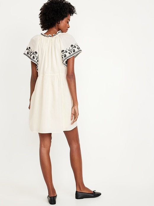 Image number 4 showing, Embroidered Mini Swing Dress
