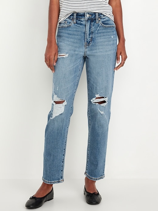 Image number 2 showing, High-Waisted OG Straight Ripped Ankle Jeans