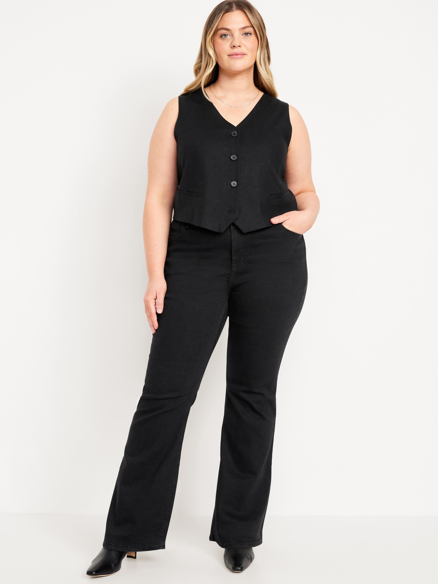 Женские джинсы Old Navy High-Waisted Wow Flare, цвет: Чёрный — фото 6