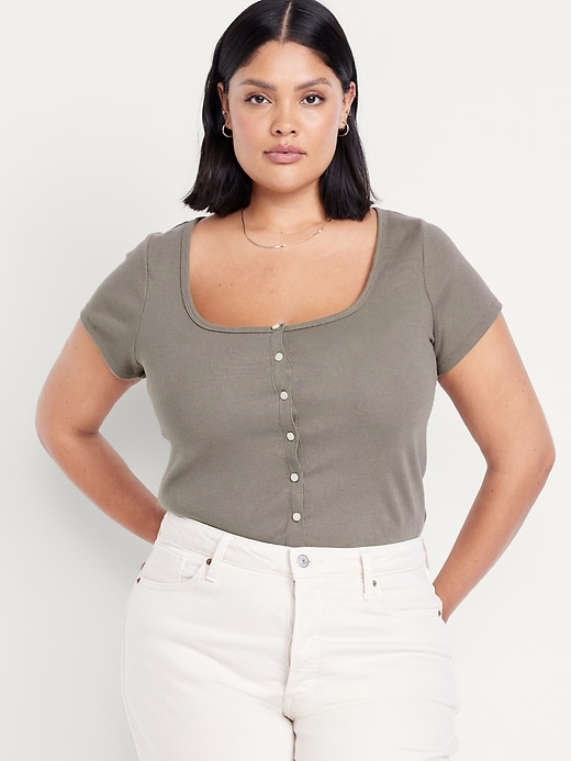 Image number 7 showing, Rib-Knit Button-Down Top