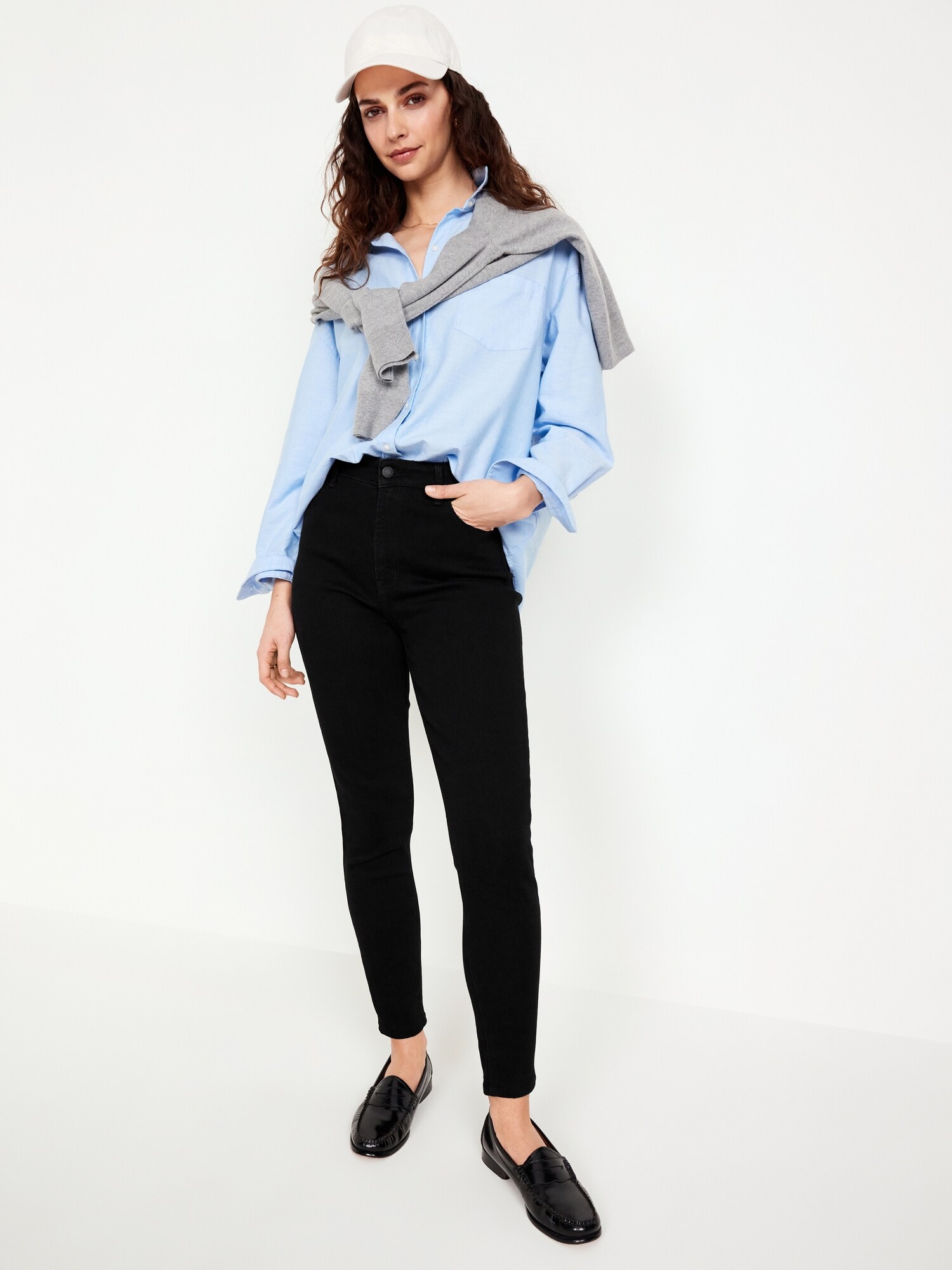 Женские джинсы Old Navy High-Waisted Wow Super-Skinny, цвет: Чёрный варёный — фото 3