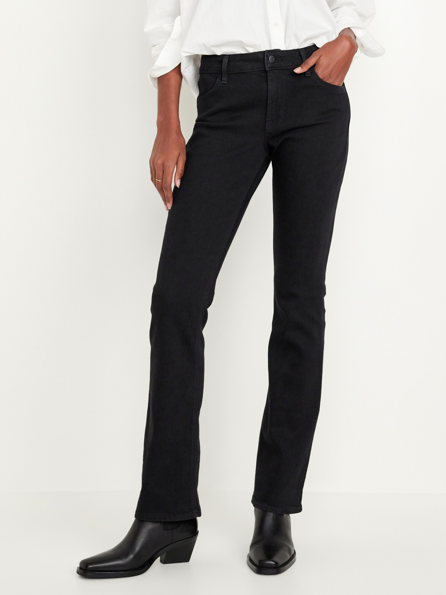 Женские джинсы Old Navy Mid-Rise Wow Boot-Cut, цвет: Чёрный — фото 2