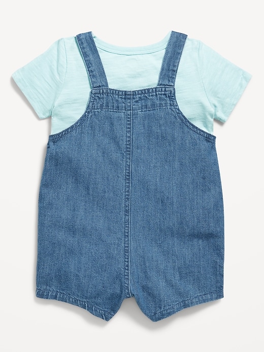 View large product image 2 of 3. Little Navy Organic-Cotton T-Shirt and Overalls Set for Baby