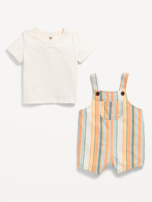 View large product image 2 of 2. Little Navy Organic-Cotton T-Shirt and Overalls Set for Baby
