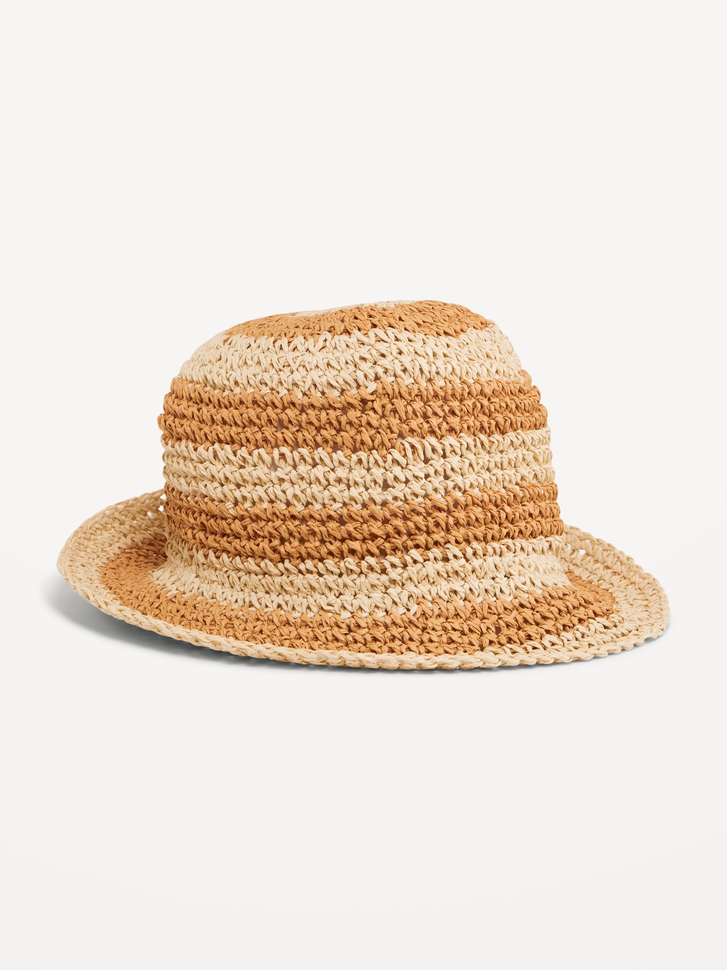 Crochet Bucket Straw Hat for Girls