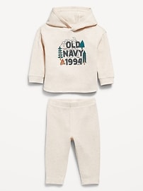 View large product image 3 of 3. Thermal-Knit Logo-Graphic Hooded Top and Pants Set for Baby