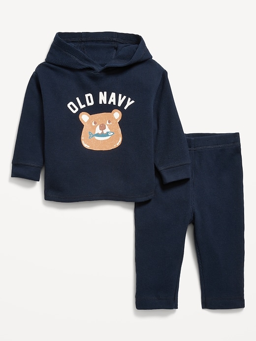 View large product image 1 of 2. Thermal-Knit Logo-Graphic Hooded Top and Pants Set for Baby