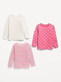 View large product image 3 of 3. Long-Sleeve Graphic T-Shirt 3-Pack for Toddler Girls