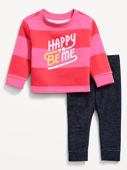 View large product image 1 of 3. Crew-Neck Graphic Sweatshirt and Leggings Set for Baby